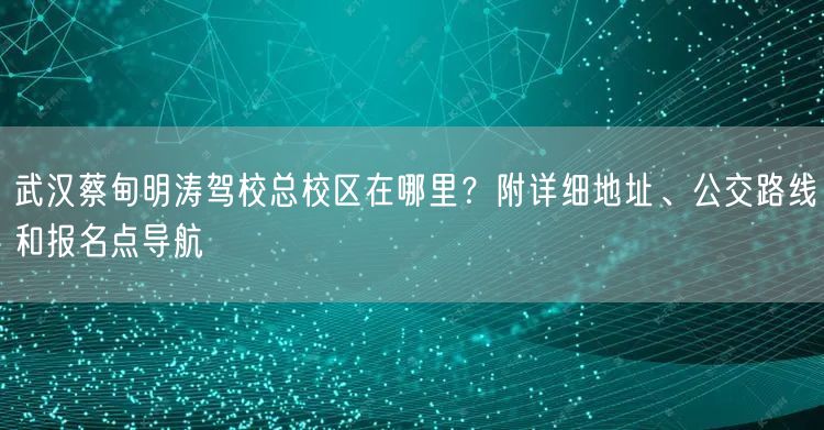 武汉蔡甸明涛驾校总校区在哪里?附详细地址、公交路线和报名点导航 武汉蔡甸明涛驾校总校区在哪里?附详细地址、公交路线和报名点导航