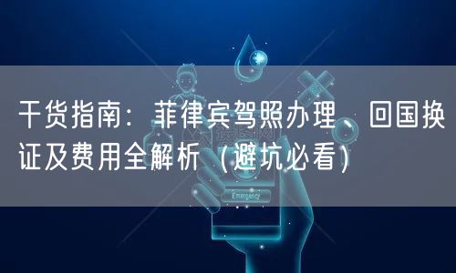 干货指南:菲律宾驾照办理、回国换证及费用全解析(避坑必看) 干货指南:菲律宾驾照办理、回国换证及费用全解析(避坑必看)
