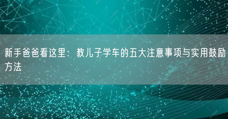 新手爸爸看这里：教儿子学车的五大注意事项与实用鼓励方法