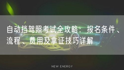 自动挡驾照考试全攻略:报名条件、流程、费用及拿证技巧详解 自动挡驾照考试全攻略:报名条件、流程、费用及拿证技巧详解